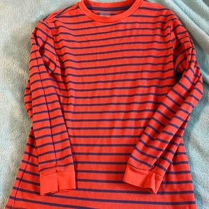 Orange blue striped long sleeve pullover boys XL
